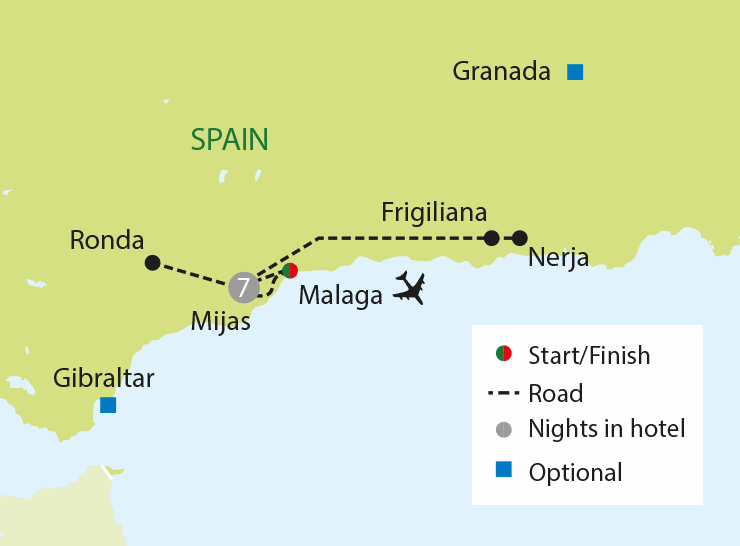 Treasures of Andalucia tour map