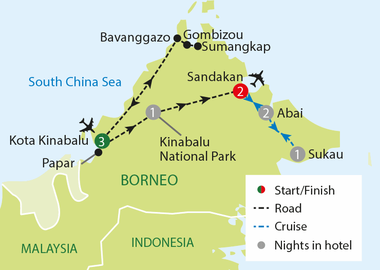 Wild Borneo tour map