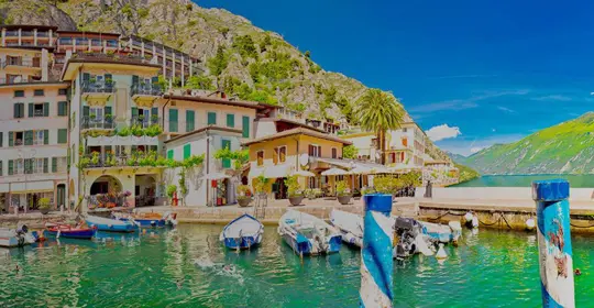 Some small boats docked in a harbour, Italy