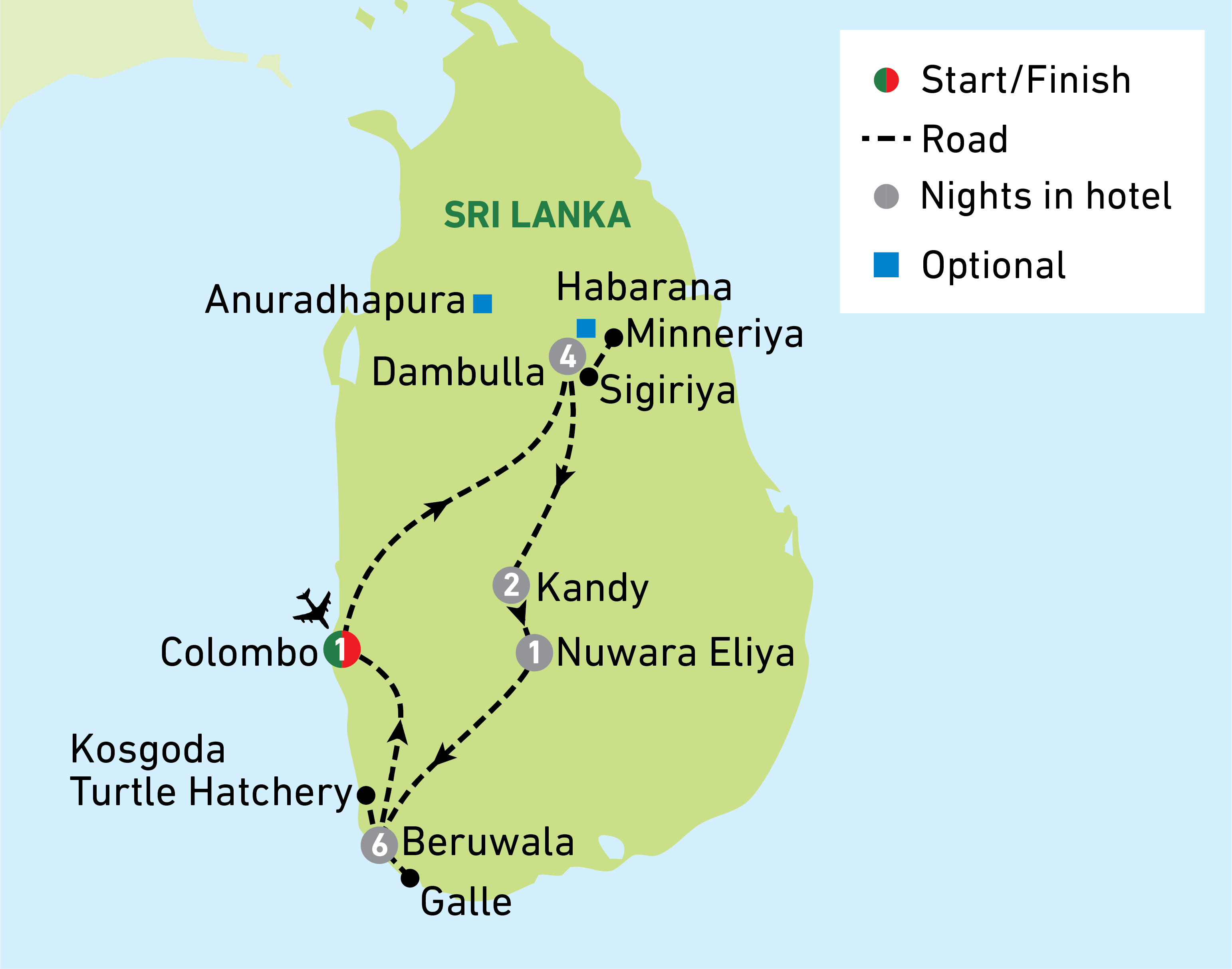 Sri Lanka guided holidays map